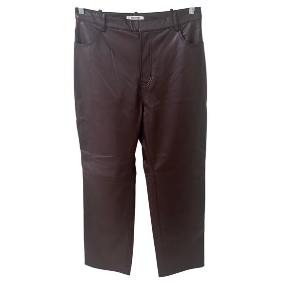 House of CB London Inaya Stretch Dark Brown Soft Vegan Leather Trousers, L NWOT - Picture 2 of 11